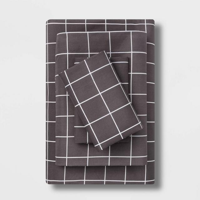 King Microfiber Printed Pattern Sheet Set Grid - Room Essentials™