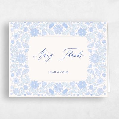 Dark Pastel Blue Wedding Thank You - Juliet Landscape