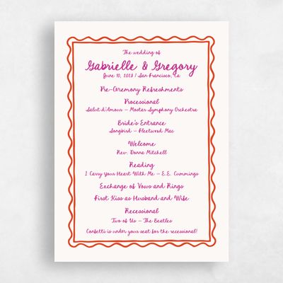 Red Standard Wedding Program - Nyssa