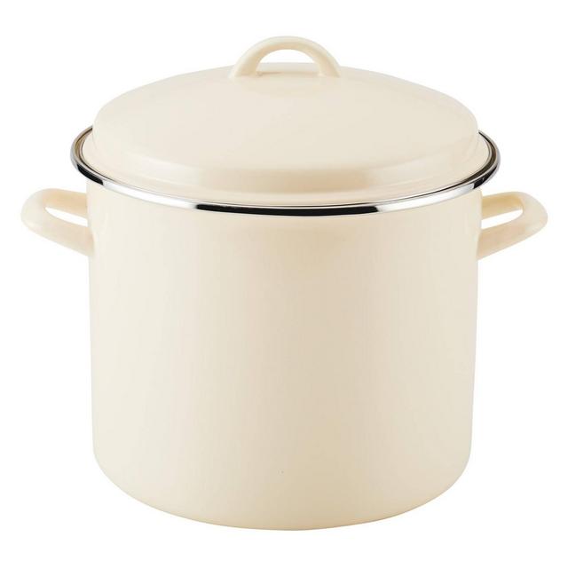 Rachael Ray Cook + Create 12qt Enamel on Steel Stockpot with Lid - Almond