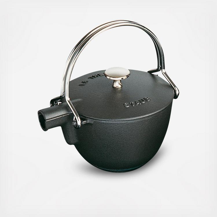 Staub Cast Iron Round Tea Kettle, 1QT, Enameled Cast Iron, Made in France