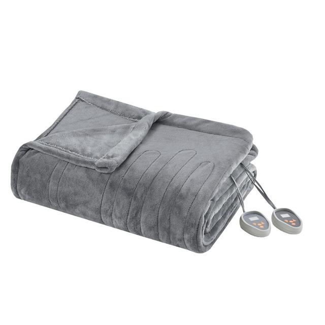 Plush Electric Blanket (Queen)Gray - Beautyrest