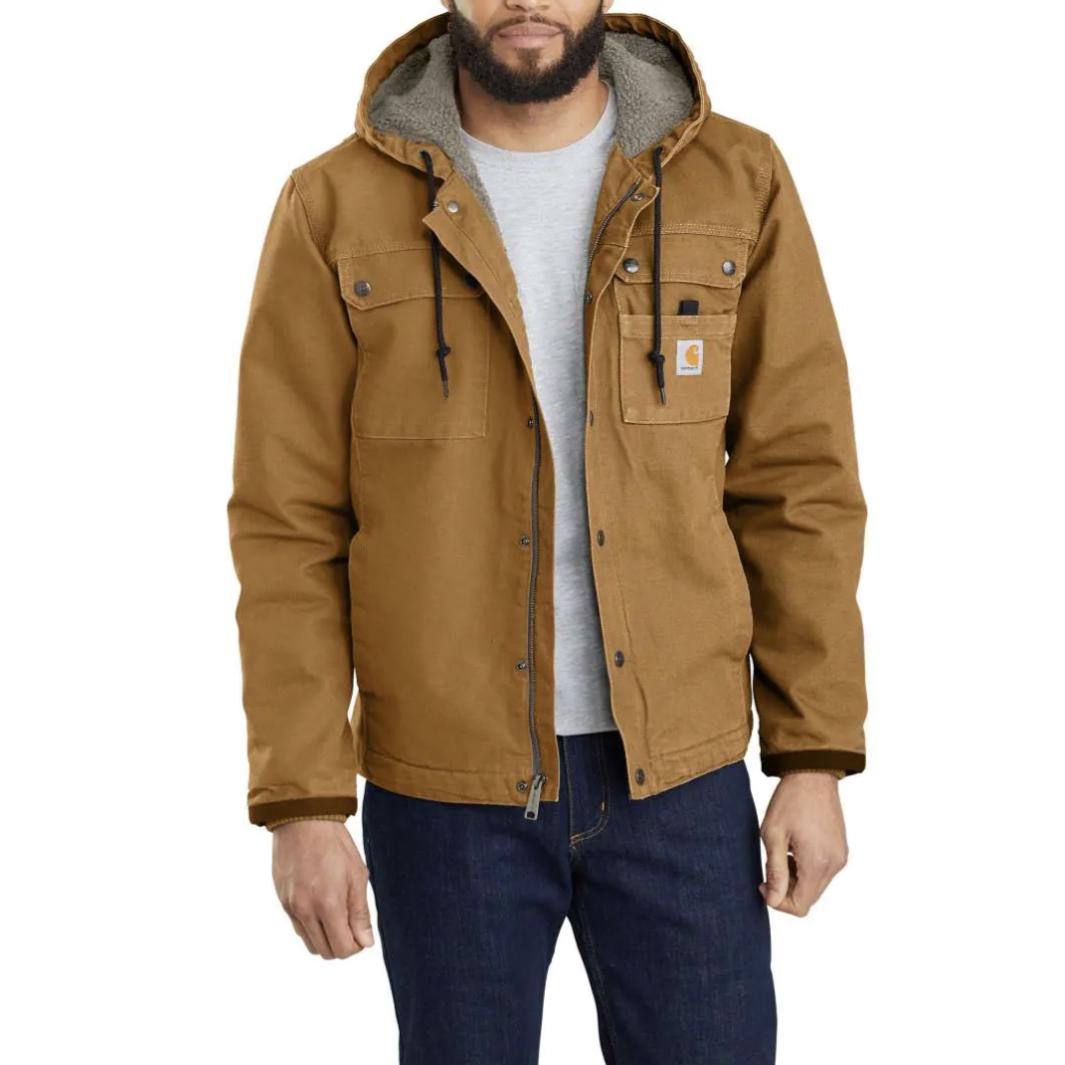SIZE: SMALL Relaxed Fit Washed Duck Sherpa-Lined Utility Jacket