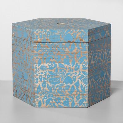 Decorative Hexagon Shaped Lidded Box Blue Surf 12"x14" - Opalhouse™