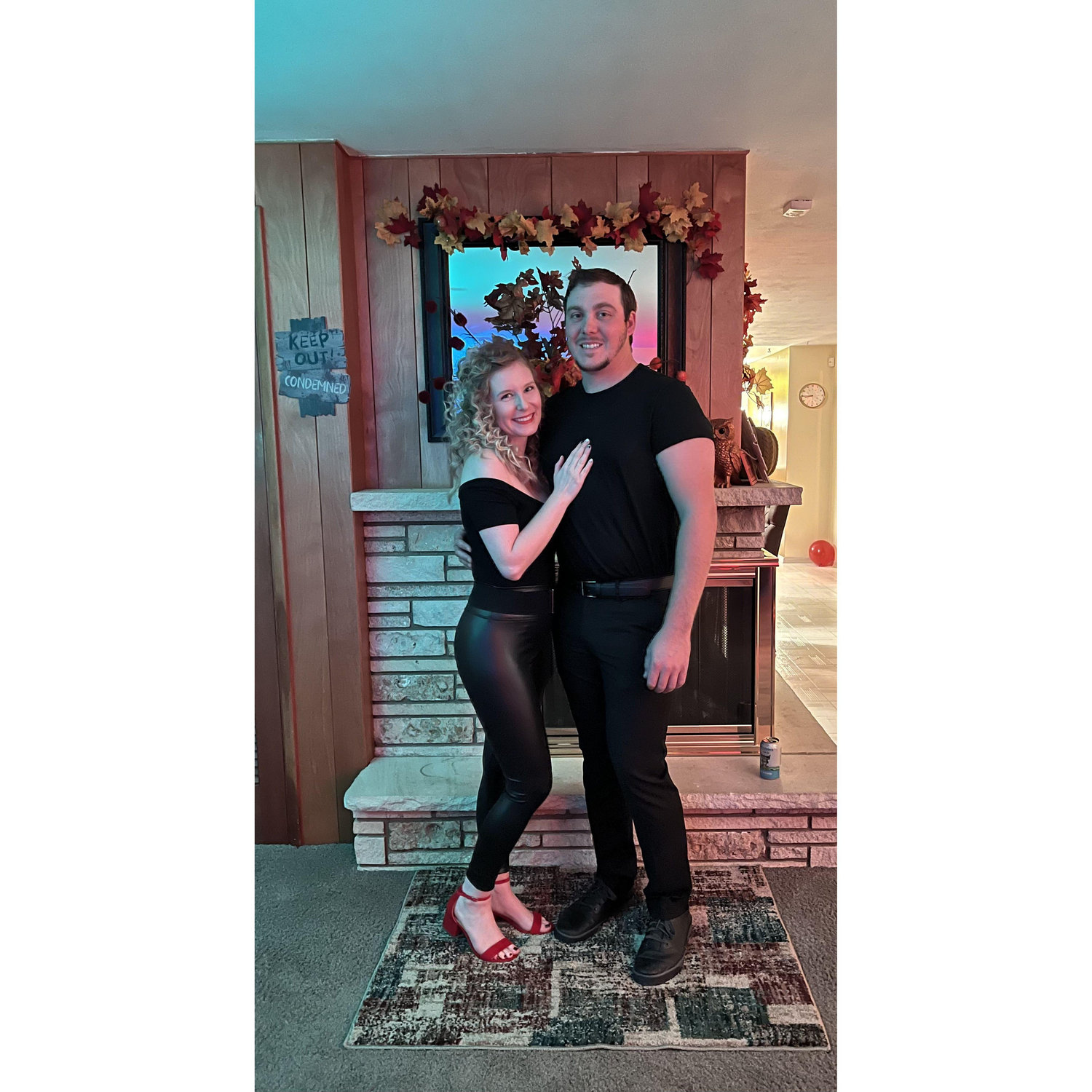 Jessica and Zac dressed as Sandy and Danny from Grease for Halloween 2022.