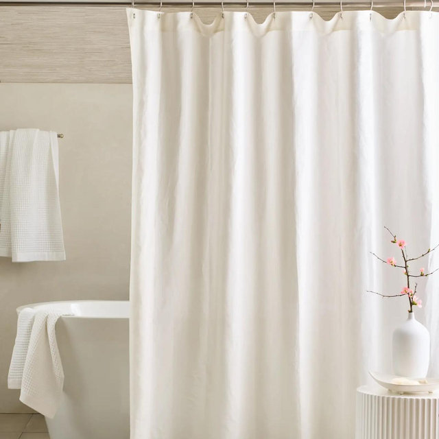 European Linen Shower Curtain - Ivory