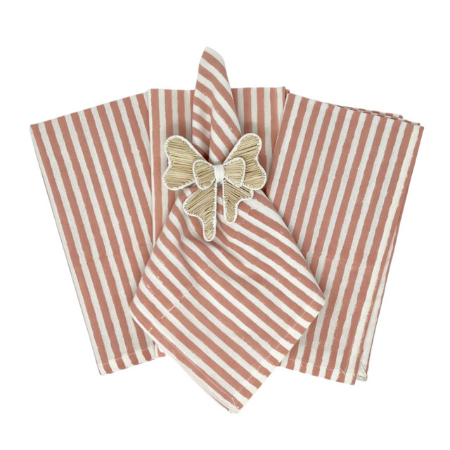 Cabana Stripe Napkins - Coral - Set of Four