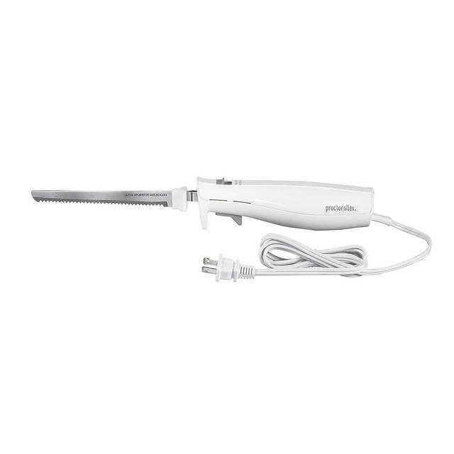 Proctor Silex Easy Slice Electric Knife for Carving Meats, Poultry, Bread, Crafting Foam and More, Lightweight with Contoured Grip, White
