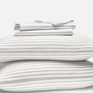 Classic Percale Core Sheet Set - Queen - Tandem Stripe in Pebble