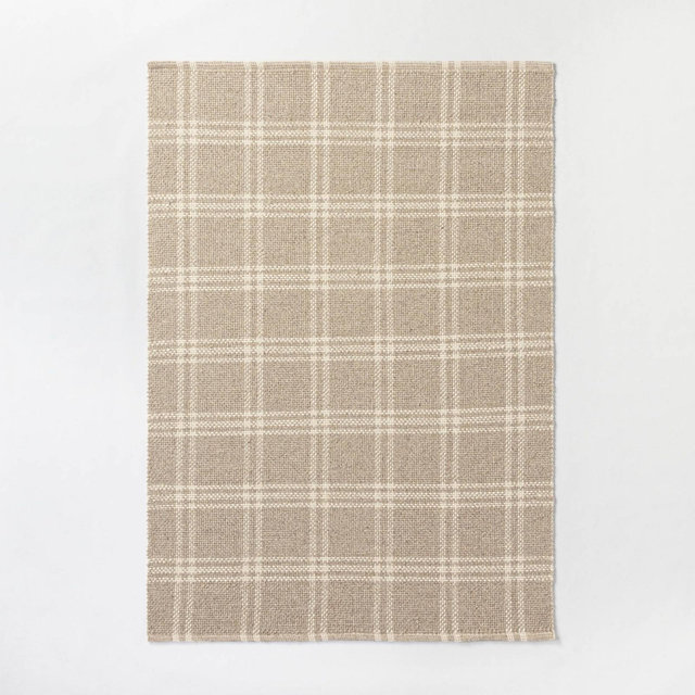9'x12' Cottonwood Hand Woven Plaid Wool/Cotton Rug Beige - Threshold™ designed with Studio McGee