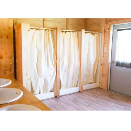 Cabin shower stalls.