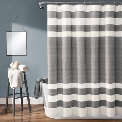 Cape Cod Stripe Yarn Dyed Cotton Shower Curtain Gray/White - Lush Decor