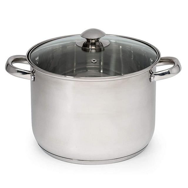 Ecolution Pure Intentions Stainless Steel Stock Pot/Stockpot with Tempered Glass Steam Vented Lid, 8-Quart