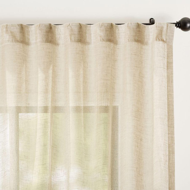Emery Linen Sheer Curtain, Oatmeal, 50" W x 84" L