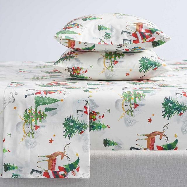 Jolly Santa Organic Cotton Sheet Set, Queen