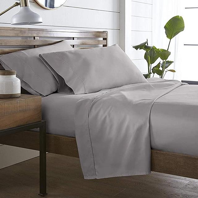 Charter Club Solid 550 Thread Count 100% Supima Cotton 6 Piece King Sheet Set Fits mattresses up to 18" Deep, Silver Grey