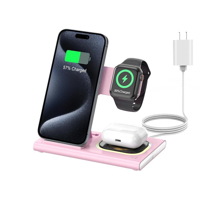 3 in 1 Charging Station for iPhone 17 - Wireless Charger for Apple Devices for iPhone 17 16 15 14 13 12 11 Pro Max - Foldable Wireless Charging Station Dock Stand for Apple Watch Series & AirPods