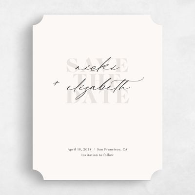 Beige Ticket Wedding Save the Date - Temecula Portrait