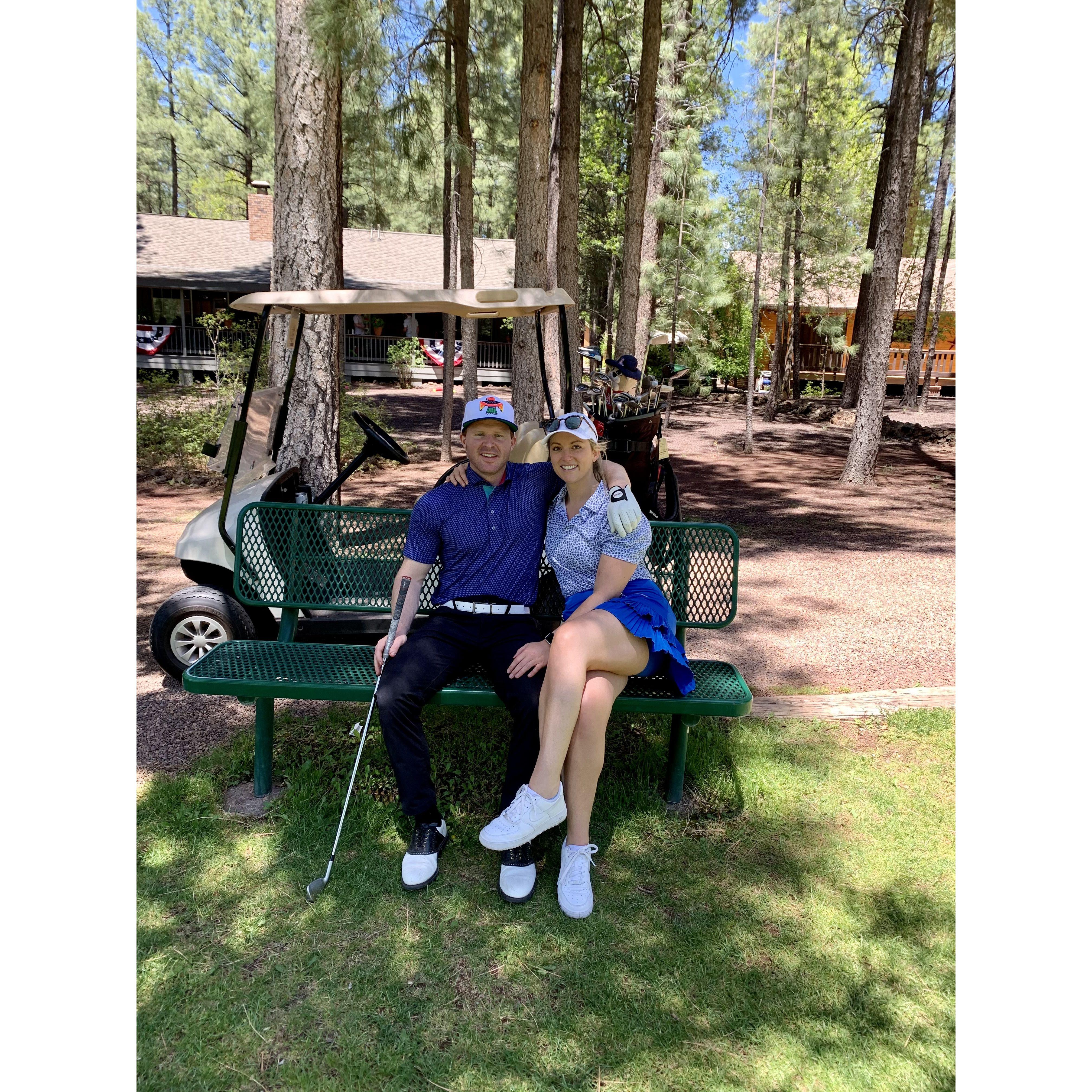 Mitch golfing in Pinetop...Stacey riding in the cart for moral support :)