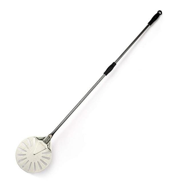 Turning Pizza Peel for Brick Oven,9" Stainless Steel Small Round Perforated Pizza Paddle with 47" Long Handle…