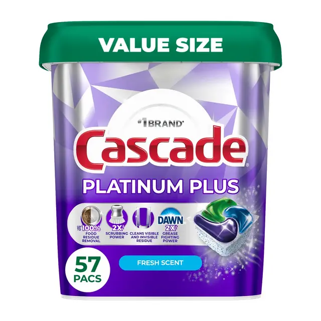 Cascade Platinum Plus Action Pacs Dishwasher Detergent - Fresh - 57ct