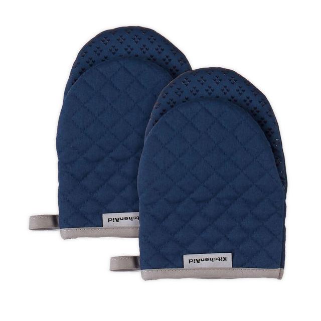 KitchenAid Asteroid 2-Pack Mini Oven Mitt Set Blue Velvet