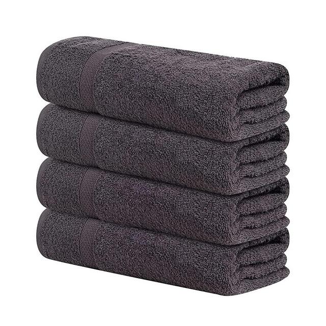 Tens Towels 4 Pc Dark Grey Bath Towels Set 100% Cotton Bathroom Towels 27 x 54 Inches Perfect Everyday Light Weight Quick Dry Towels for Bathroom