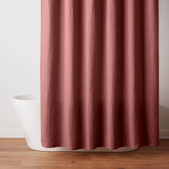 72"x72" Waffle Weave Shower Curtain Almost Rose - Threshold™