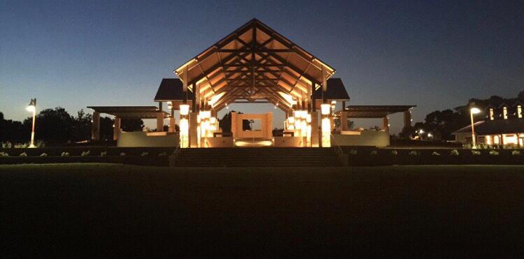 The pavilion the reception will be held under, you can see the barn to the right that the ceremony will be held in.