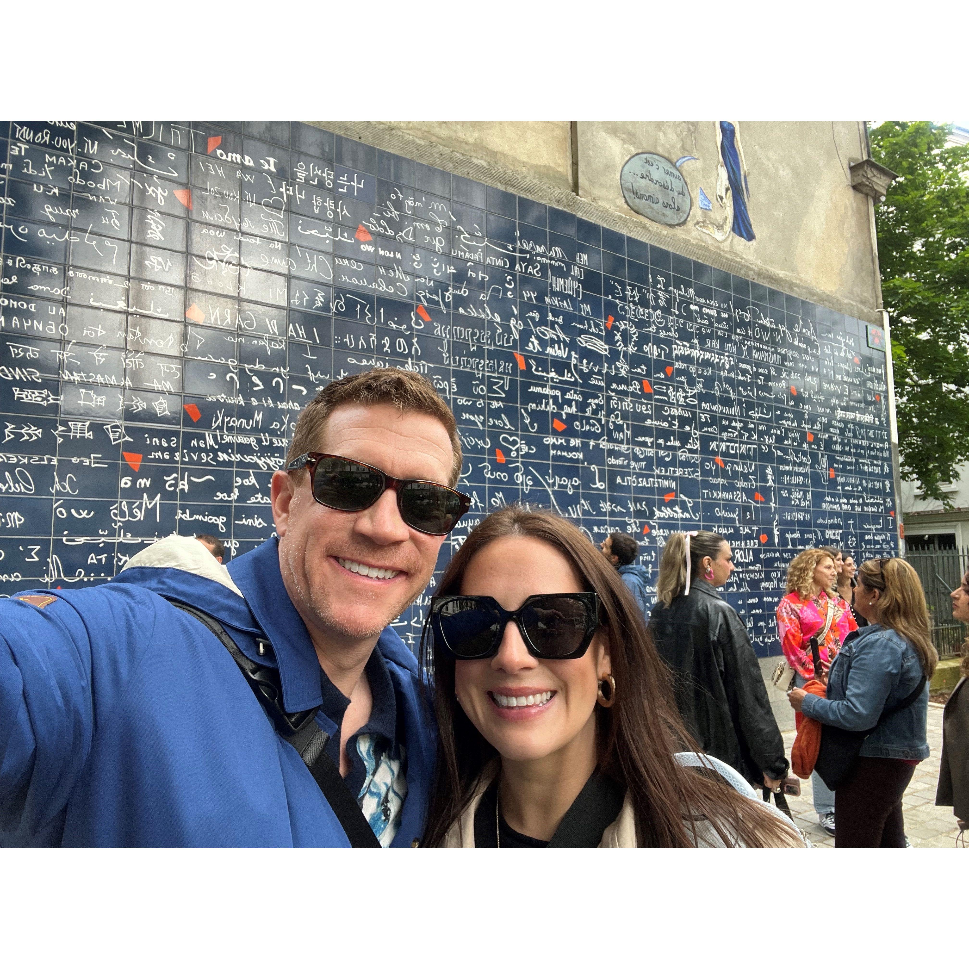 At the "Wall of I Love You" in Paris.