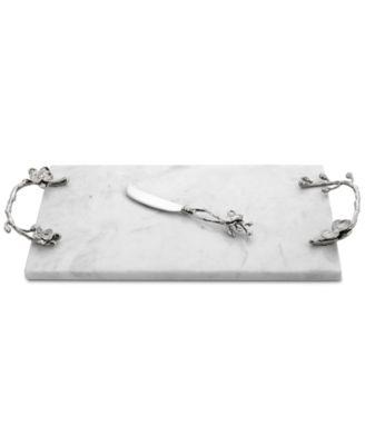 Michael Aram - White Orchid Large Marble Cheeseboard With Knife