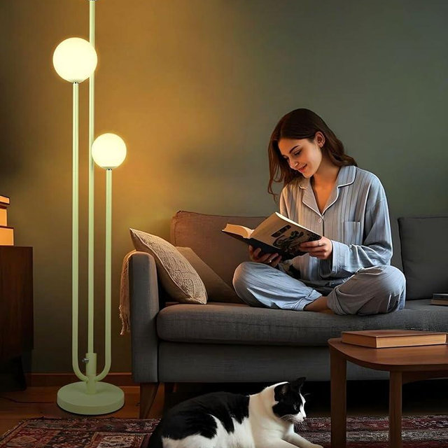 Lightdot 63IN Floor Lamp with 3 Green U-Pole, Modern Floor Lamp with 3000K Soft Warm White LED Bulbs Included, Candle Holder Style Modern Tall Lamp for Living Room/Wedding/Party