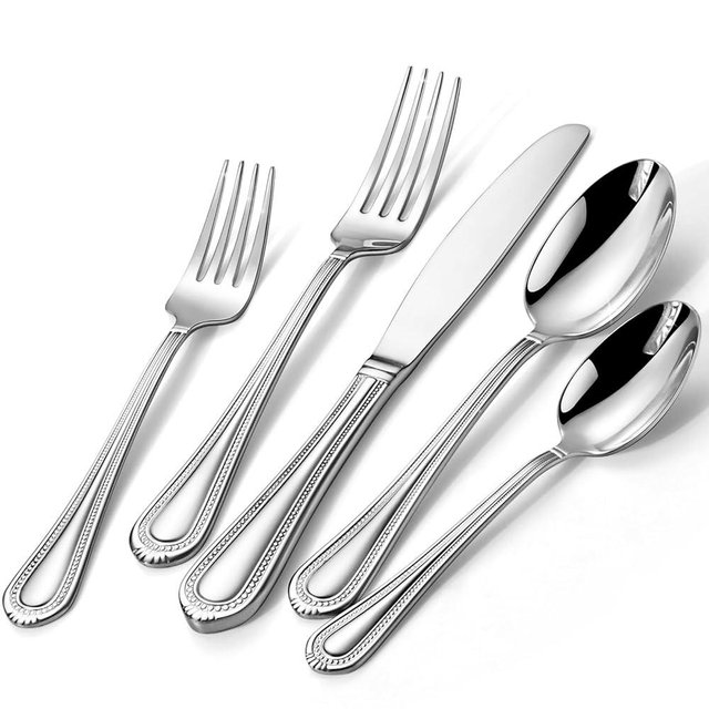 Lazycorner Silverware Set for 12, 60-Piece 18/10 Stainless Steel Flatware Set, Mirror Polished Modern Cutlery Set include Fork Knife Spoon Set(Dishwasher Safe)