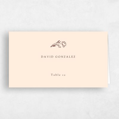 Buttercream, Orange Wedding Place Card - Marnina