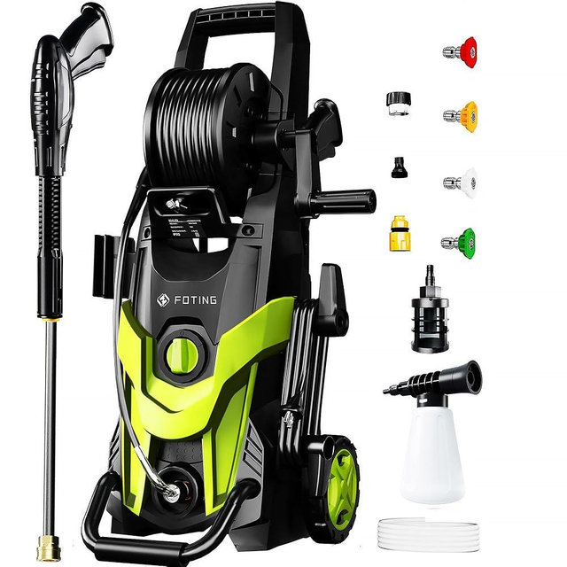 2025Upgraded Electric Pressure Washer, 4500 PSI 3.2 GPM Power Washer 58FT Total Long with 4 Quick Connect Nozzles, Inlet Hose & Filter& Foam Cannon for Cars/Fences/Driveways/Home Cleaning