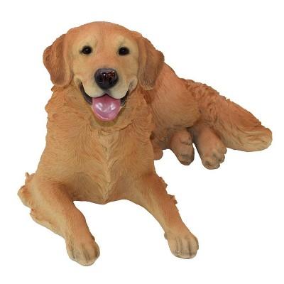 14" Polyresin Laying Down Golden Retriever Statue Tan - Hi-Line Gift