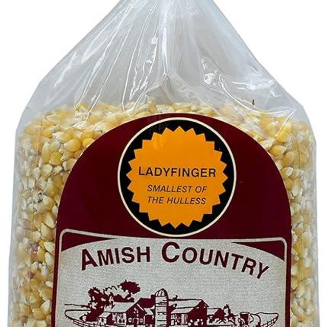 Amish Country Popcorn | 2 Lb Ladyfinger Kernels | Old Fashioned, Non-GMO and Gluten Free (2lb Bag)