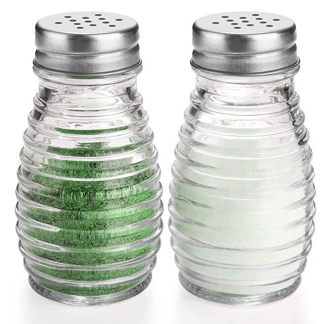 Glass Salt and Pepper Shakers Set,Oval Salt Shaker Set