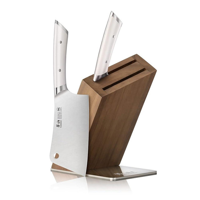 Cangshan HELENA Series German Steel Forged Cleaver Knife Block Set (3-Piece, White)