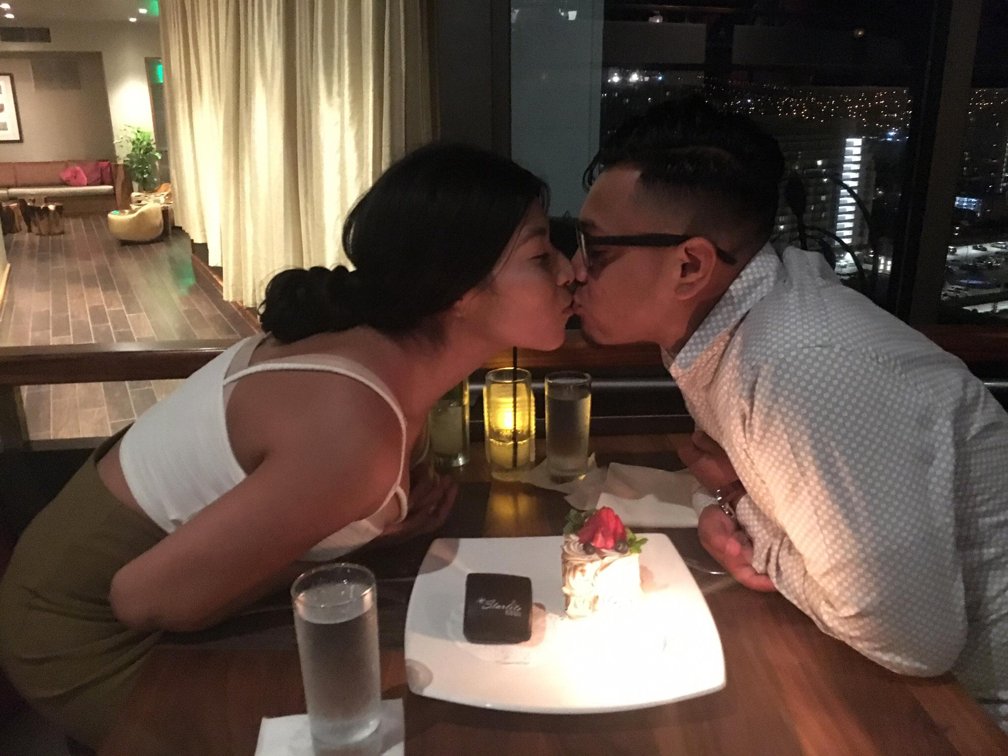 This picture was taken after the moment Edwin was relieved that I said YES and his hands were sweating and shaking of nervousness to get on one knee to propose.
