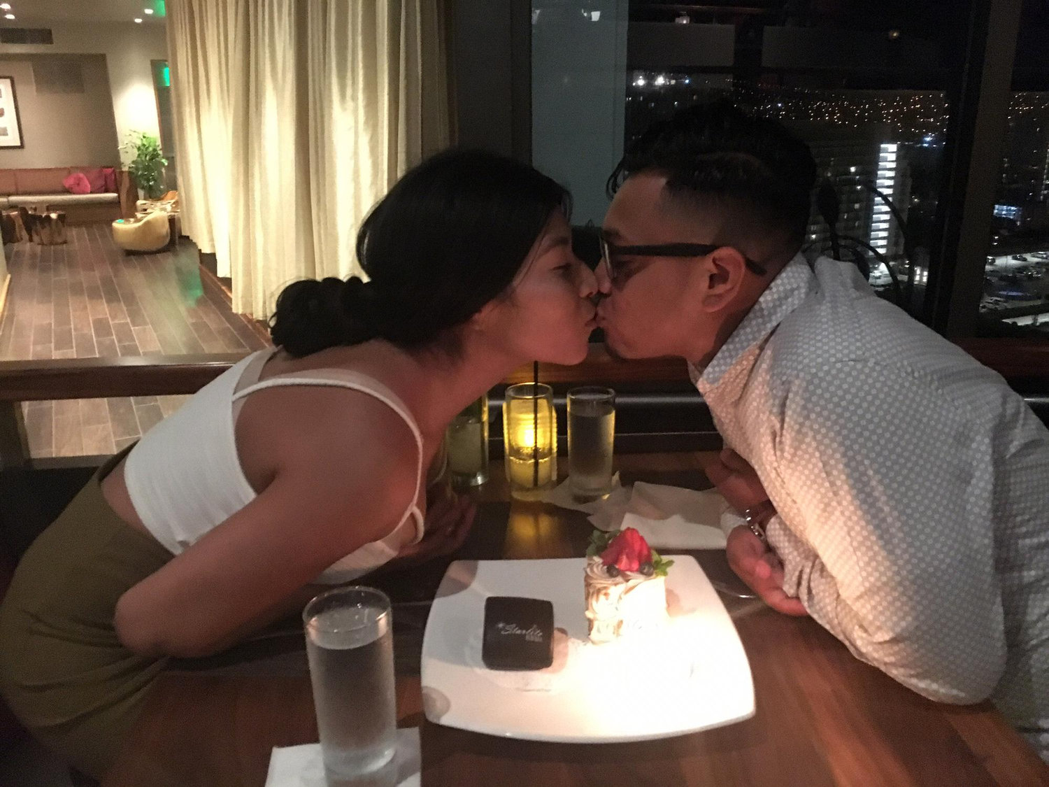 This picture was taken after the moment Edwin was relieved that I said YES and his hands were sweating and shaking of nervousness to get on one knee to propose.