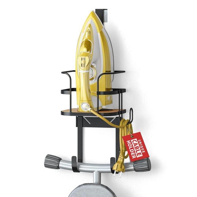 Laundry Turtle Iron Board Holder with Cable Holder–Ironing Board Holder Wall Mount–Over The Door Ironing Board Hanger–Iron Board Wall Mount for T and V Leg Ironing Boards–Space-Saving Organizer