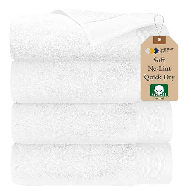 California Design Den Luxury 100% Cotton Bath Towels - Pack of 4, Soft & Fluffy, Quick Dry & Highly Absorbent, Hotel Quality Bath Towel Set, Like a Spa Retreat Everyday, White - 27" x 54"