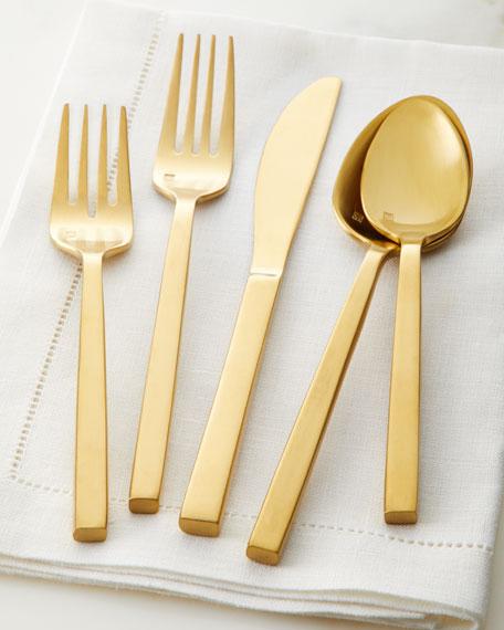 Fortessa 20-Piece Arezzo Flatware Service, Brush Gold