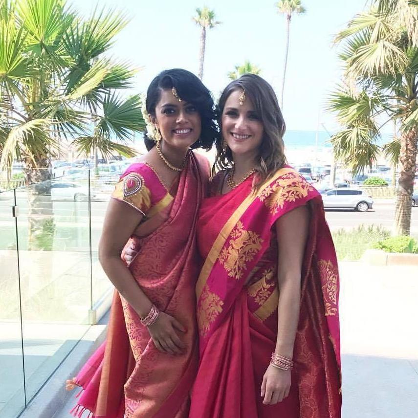 Bridesmaids for Navyata & Shaivals wedding at Huntington Beach, CA.