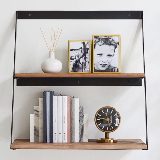 Trenton Tiered Shelf, Aged Wood & Iron, 24.25"W x 25.5"H x 12"D