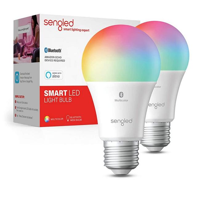 Sengled RGB, Bluetooth Mesh Color Changing Smart Light Bulb, Work with Alexa Only, Dimmable LED A19 E26 Multicolor, 60W Equivalent 800LM, 2 Pack – A Certified for Humans Device