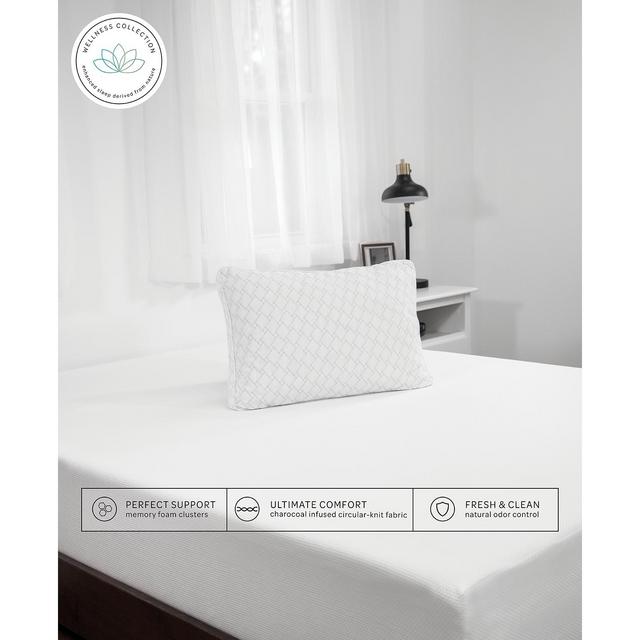 Wellness Collection by SensorGel Supportive Memory Foam Cluster Pillow with Charcoal-Infused Cover