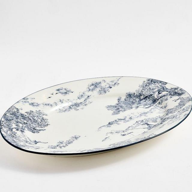 Brandon Maxwell Groveland Toile Oval Serving Platter - Black/White