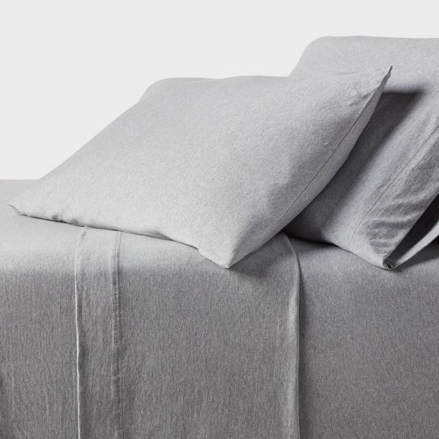 Queen Cotton Jersey Sheet Set Heather Gray - Threshold™